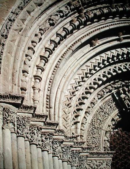 Sculptural detail from the facade of the main portal od Anonym Romanisch