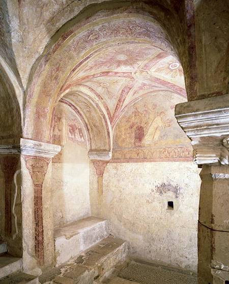 View of the Carolingian frescoes in the inner crypt od Anonym Romanisch