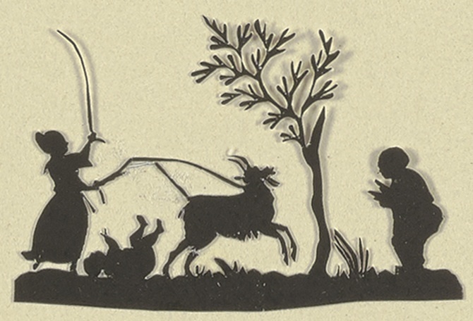 Ein Hirtenpaar mit Kind und Ziege unter einem Baum od Anonym