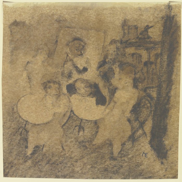 Group of figures in the café od Anonym