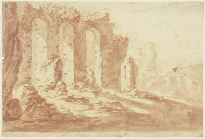 Landschaft mit Ruine eines Aquäduktes od Anonym
