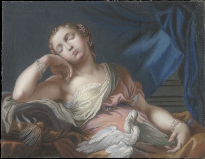 Sleeping Venus with Two Cooing Doves od Anonym