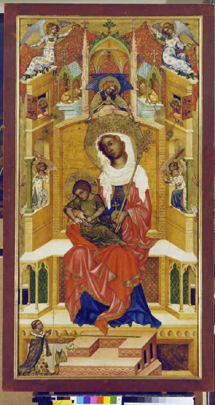 Maria with the child sitting enthroned (sucked Glatzer Madonna) od Anonym (Böhmisch)