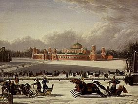 Sledge racing in the Petrovskij gardens in Moscow. od Anonym (russisch)