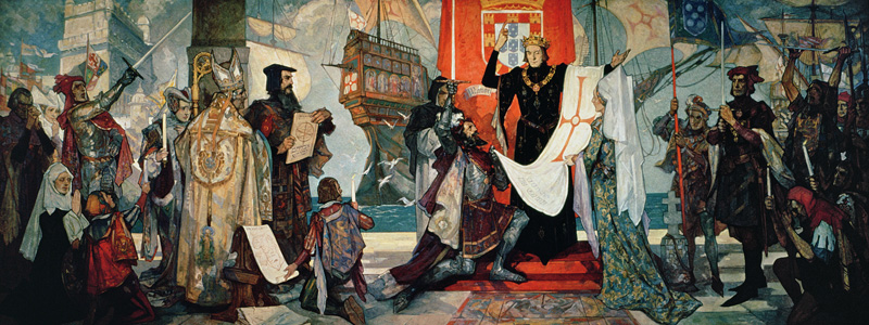 Departure for the Cape, King Manuel I of Portugal blessing Vasco da Gama and his expedition, c.1935 od Anonymous