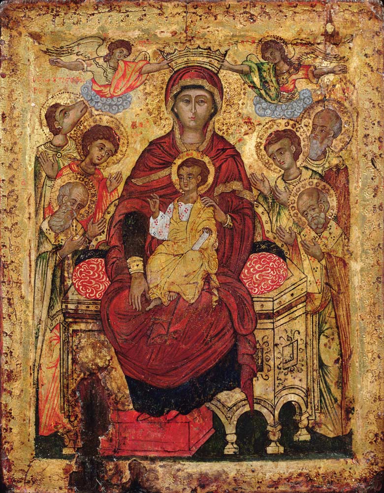 Madonna and Child enthroned with SaintsGreek Islands icon od Anonymous