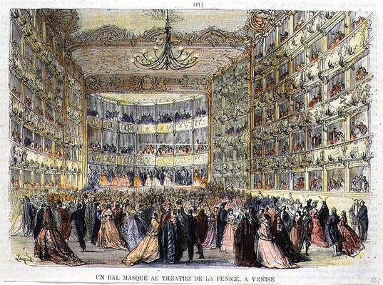 A Masked Ball at the Fenice Theatre, Venice, 19th century od Anonymous