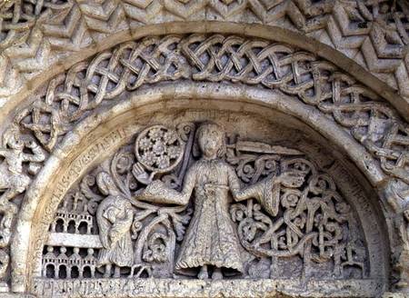 Apparition of the Son of Man to John the Evangelistcarved tympanum od Anonymous
