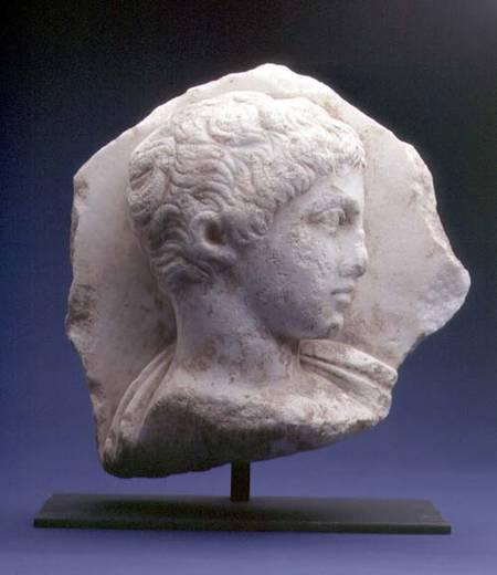 Attic relief fragment depicting the bust of a male youth in profileGreek od Anonymous