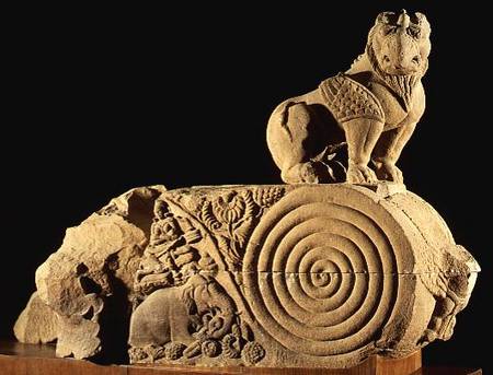 Buff sandstone architrave with griffin, Sanchi,MP od Anonymous