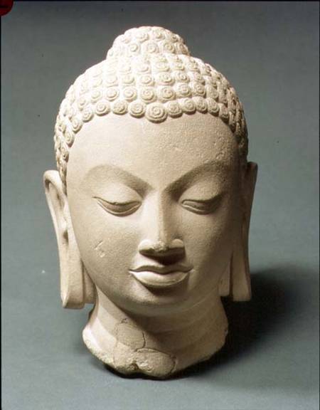 Buff sandstone head of the BuddhaSarnath od Anonymous
