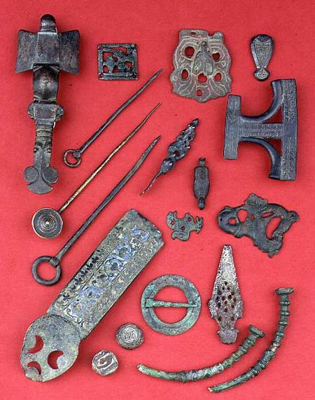 Collection of Anglo-Saxon, Viking and Celtic antiquities including Anglo-Saxon cruciform brooches an od Anonymous