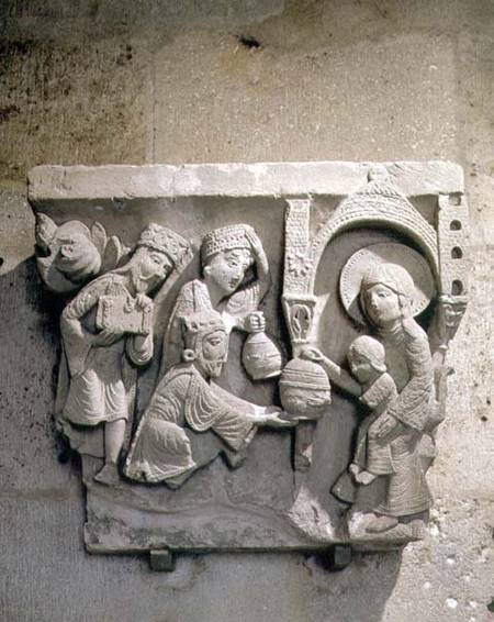 Column capital depicting the Adoration of the Magi od Anonymous