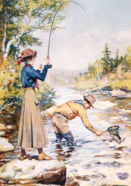 Couple Fishing on a River od Anonymous