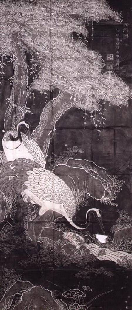 Cranes and pine trees by Chu Chi-i, the subject is a popular Taoist symbol of the long life that is od Anonymous