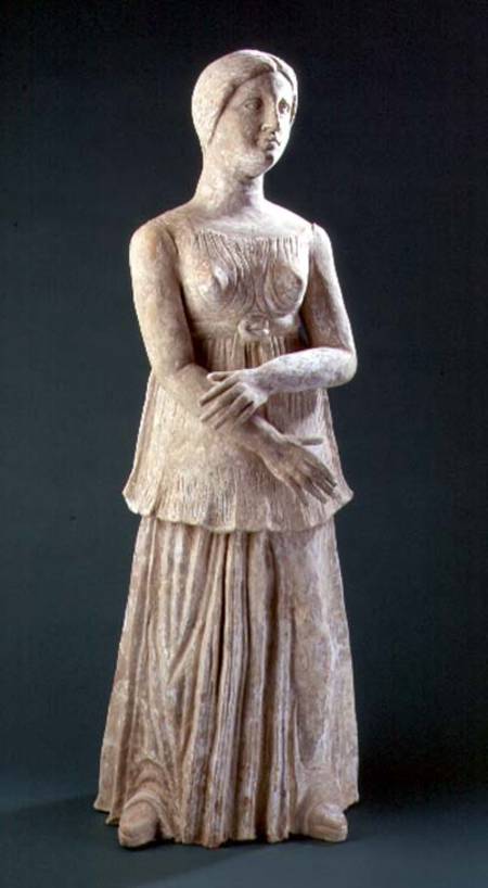 Figure of a female wearing a peplos belted at the waist, Greek,from Southern Italy od Anonymous