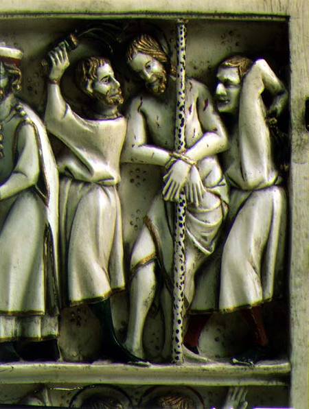 The Flagellation of Christ, detail of ivory diptych,French od Anonymous