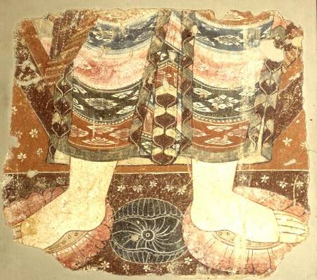 Fragment showing the Bodhisattva robe and feet (wall painting)Balawaste od Anonymous