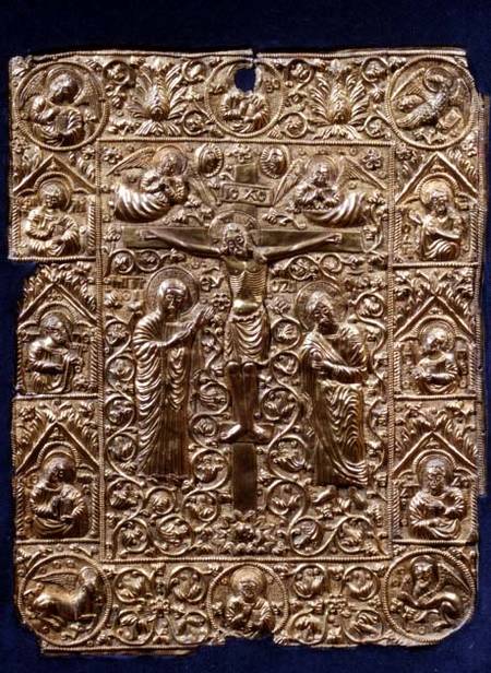 Gospel cover, depicting the Crucifixion and Apostles,Serbian (Northern Macedonia) od Anonymous