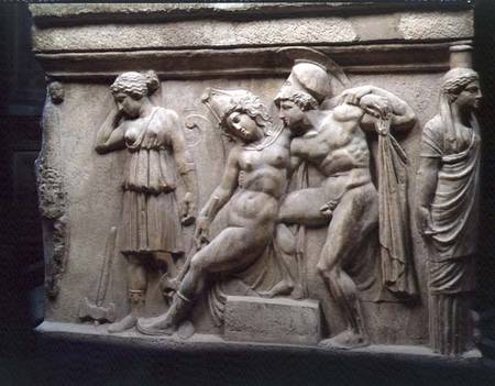 Greek Sarcophagus with a Scene showing the Battle of the Amazons od Anonymous