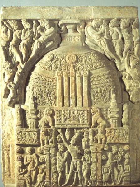 Greenish limestone carving of a Buddhist stupa, Nagarjunakonda,AP od Anonymous
