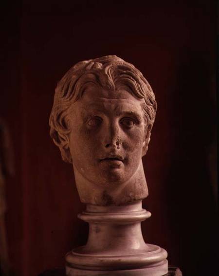 Head of Alexander the Great, found at Pergamum,marble od Anonymous