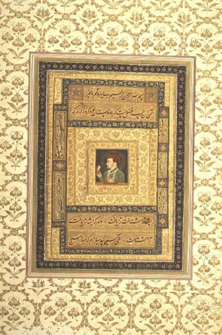 Jahangir holding a picture of the Madonna, inscribed in Persian: Jahangir Shah,Moghul od Anonymous
