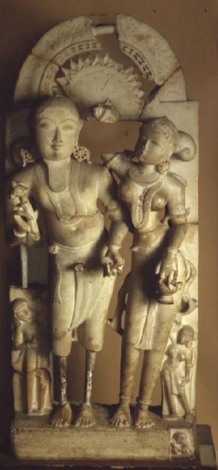 Marble memorial stone of Queen Kelachcha Devi, Gahadavala dynasty, Garh Alwar od Anonymous