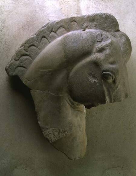 The Mares of Diomedes, detail of a horse's head from a series of metopes depicting the Labours of He od Anonymous