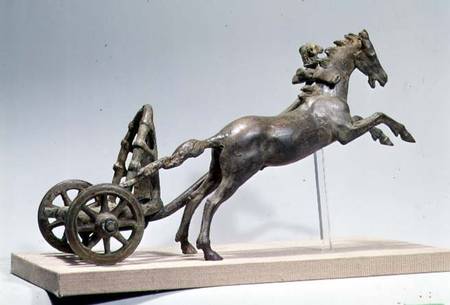 Model of a two horse chariot (one horse lost), found in the Tiber River,Roman od Anonymous