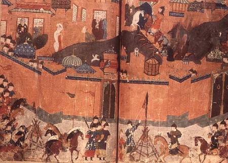 Ms.Sup.pers.1113.f.180v-181 Mongols storming and capturing Baghdad in 1288 (manuscript) od Anonymous