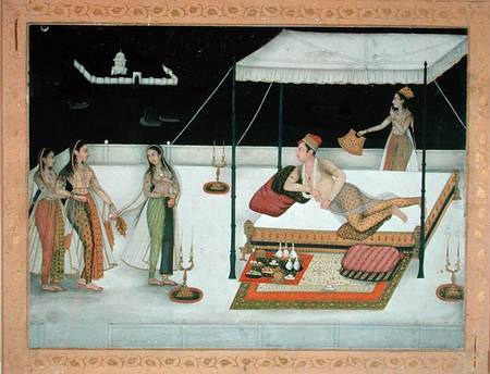 A Mughal prince receiving a lady at night od Anonymous