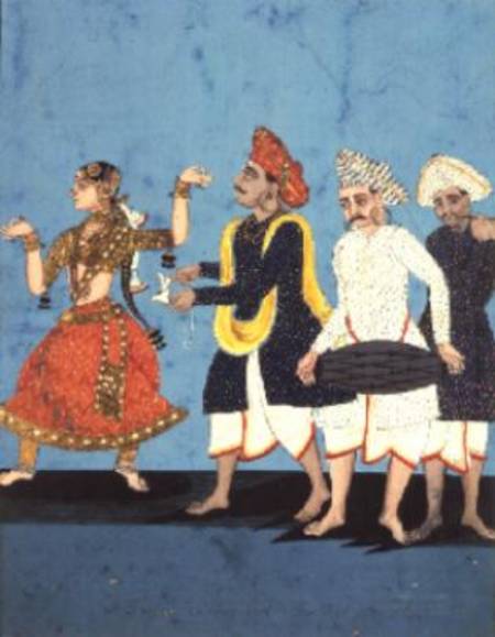 Three musicians and a dancing girl, Tanjore od Anonymous