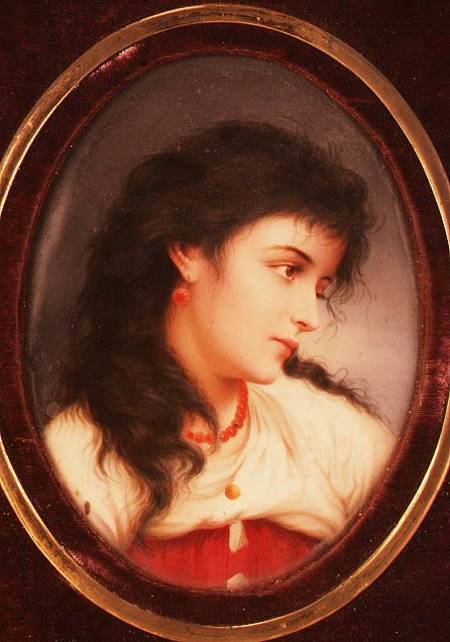 An Oval Continental Plaque of a Young Woman (porcelain) od Anonymous
