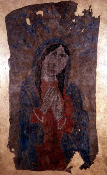 Pueblo Indian hide Painting of a Madonna od Anonymous