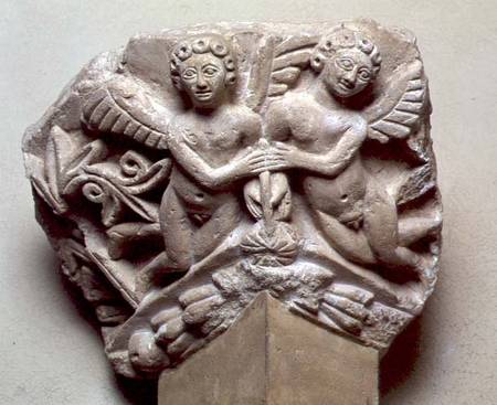 Relief of Two Angels Holding a GarlandEgyptian Coptic Period od Anonymous
