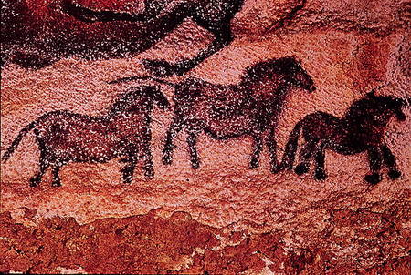 Rock painting of tarpans (ponies) od Anonymous