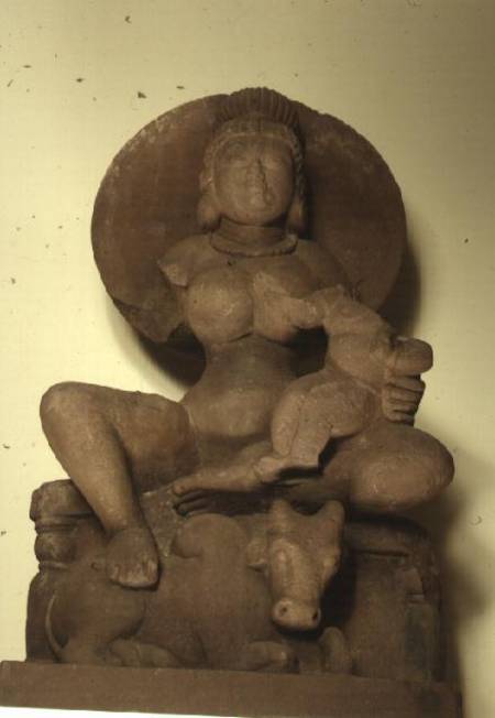 Sandstone figure of Parvati with her child od Anonymous