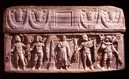 Sarcophagus depicting the deceased and the four seasons, from Carthage,Roman od Anonymous