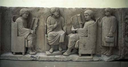 School scene, from Neumagen,Roman relief panel od Anonymous
