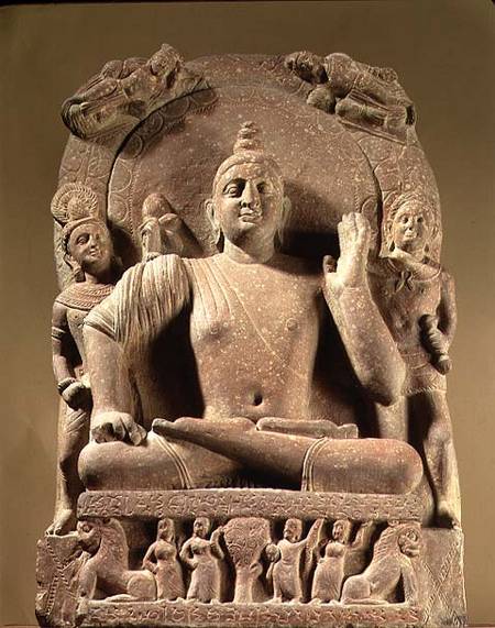 Seated Bodhisattva, carved red sandstone, Mathura,UP od Anonymous