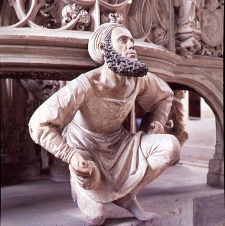 Self portrait of Adam Krafft (1460-1508) sculpture at the base of the ciborium od Anonymous
