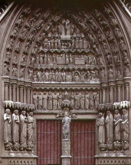 South Transcept Portal with a central trumeau figure of the Virgin and Child (c.1260) and tympanum a od Anonymous