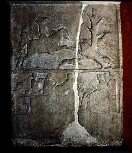 Stela relief depicting a wild boar hunt od Anonymous