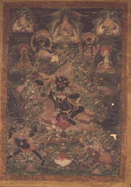 Thangka of the Mahakali Shridevi with Third Eye, carrying Trisula and Kapala od Anonymous