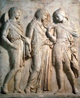 Hermes, Orpheus and Eurydice, relief
