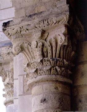 Column capital with stylised foliate designfrom the porch of the church of the Benedictine Abbey