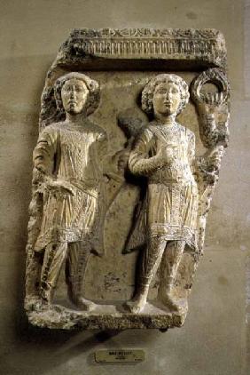 Fragment of a bas-relief plaque depicting two soldiersfrom Palmyra