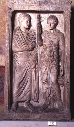 Funeral statue with married couple Greek