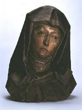 Head of St. Anne, painted wood sculpture, from the workshop of Tilman Riemenschneider (c.1460-1531),